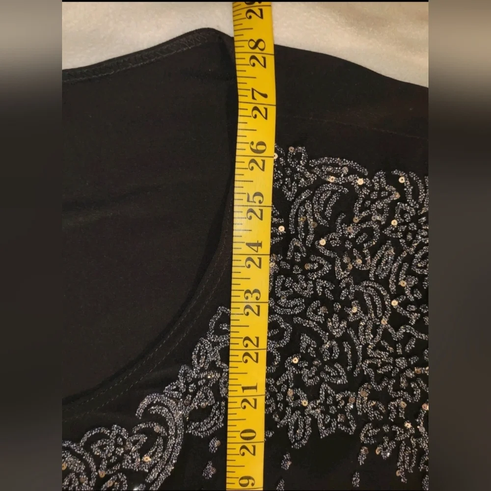 Dressbarn Sequin Sparkle Evening Sleeveless Pullover Blouse Size 20 Knit Stretch - Picture 6 of 10